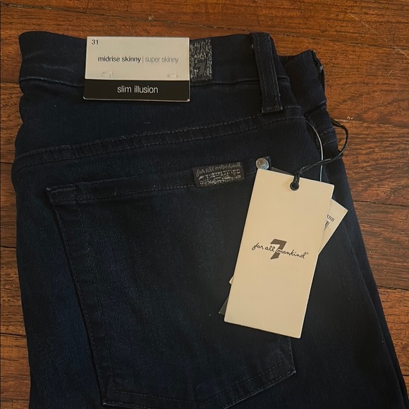 NWT 7 For All Mankind Blue Skinny Jeans Slim Illusion - Picture 3 of 5